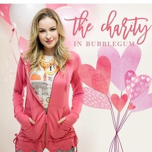 Evy’s Tree Charity In Bubblegum Pink Zip Up Hoodie Jacket XS